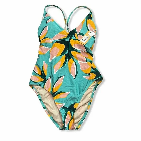KONA SOL Floral V-Neck One-Piece Plus Curvy Full Figure Bathing Swimsuit… - Picture 4 of 11